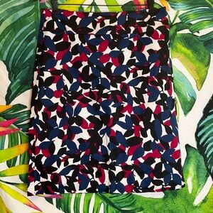 Talbots 8 Blue Pink Black Leaf Print Office Spring Summer Fall Preppy Work Skirt